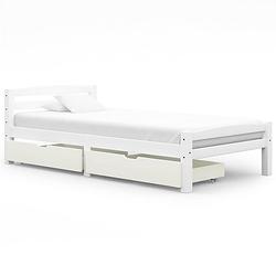 Foto van Vidaxl bedframe met 2 lades massief grenenhout wit 100x200 cm