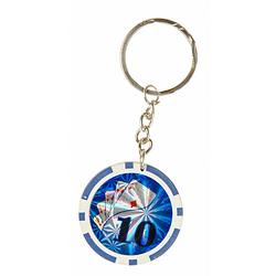 Foto van Lg-imports sleutelhanger pokerfiche 4 cm aluminium blauw