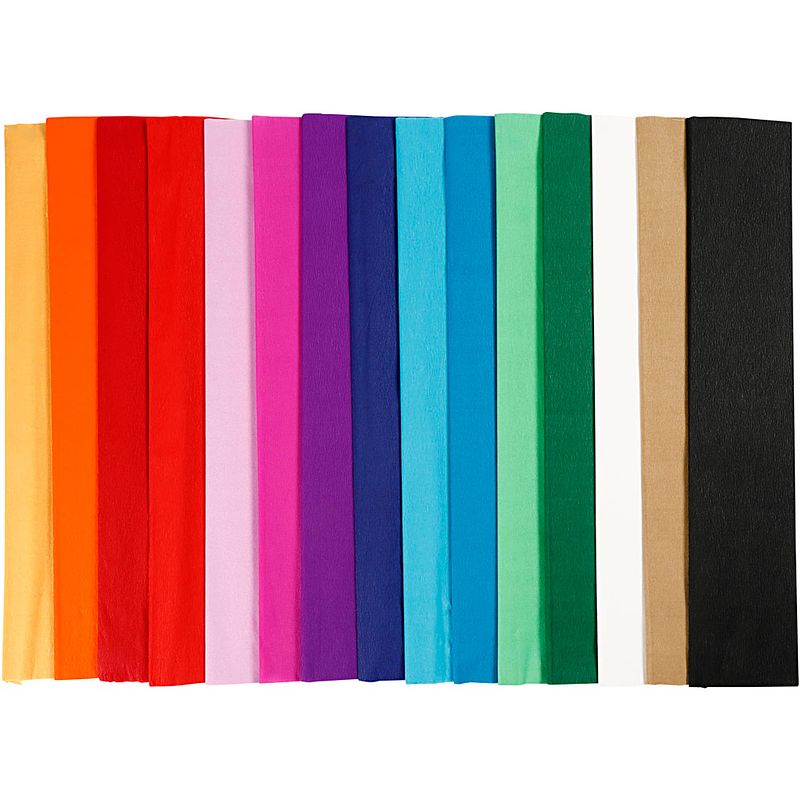 Foto van Packlinq crepepapier. diverse kleuren. l: 2.5 m. b: 50 cm. 22 gr. 60 vouw/ 1 doos