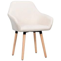 Foto van The living store eetkamerstoelen - set van 2 - crème - 62x54x83.5 cm - hoogwaardige stof