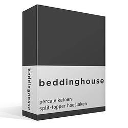 Foto van Beddinghouse percale katoen split-topper hoeslaken - 100% percale katoen - 2-persoons (140x200 cm) - anthracite