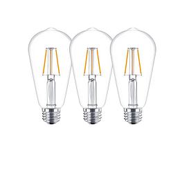 Foto van Philips led lamp filament - grote e27 fitting - edison - 4w vervangt 40w - set van 3 led lampen