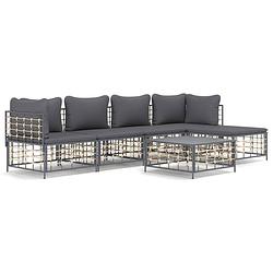 Foto van Vidaxl 6-delige loungeset met kussens poly rattan antracietkleurig