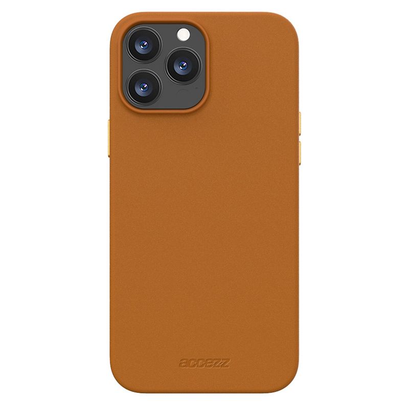 Foto van Accezz leather backcover met magsafe iphone 13 pro max telefoonhoesje bruin