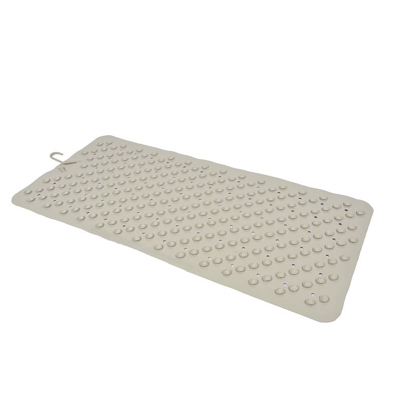 Foto van Badmat grijs 76 x 36 cm - antislip mat voor bad en douche rubberen antislip douchemat - 36x76 cm kwaliteit grijs