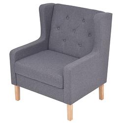 Foto van The living store fauteuil grijze houten frame - 76 x 68 x 90 cm - polyester