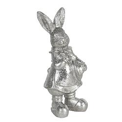 Foto van Clayre & eef decoratie beeld konijn 6*6*13 cm zilverkleurig polyresin