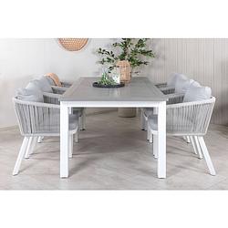 Foto van Albany tuinmeubelset tafel 100x224/324cm en 6 stoel hgha virya wit, grijs.