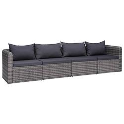 Foto van Vidaxl 4-delige loungeset met kussens poly rattan grijs