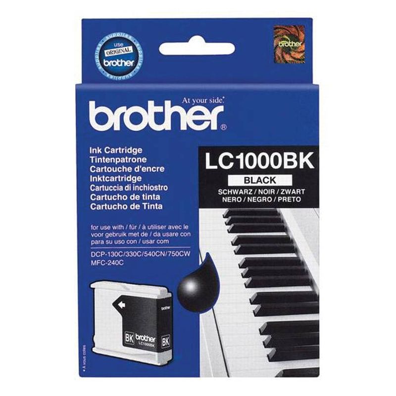 Foto van Brother inktcartridge, 500 pagina'ss, oem lc-1000bk, zwart 5 stuks