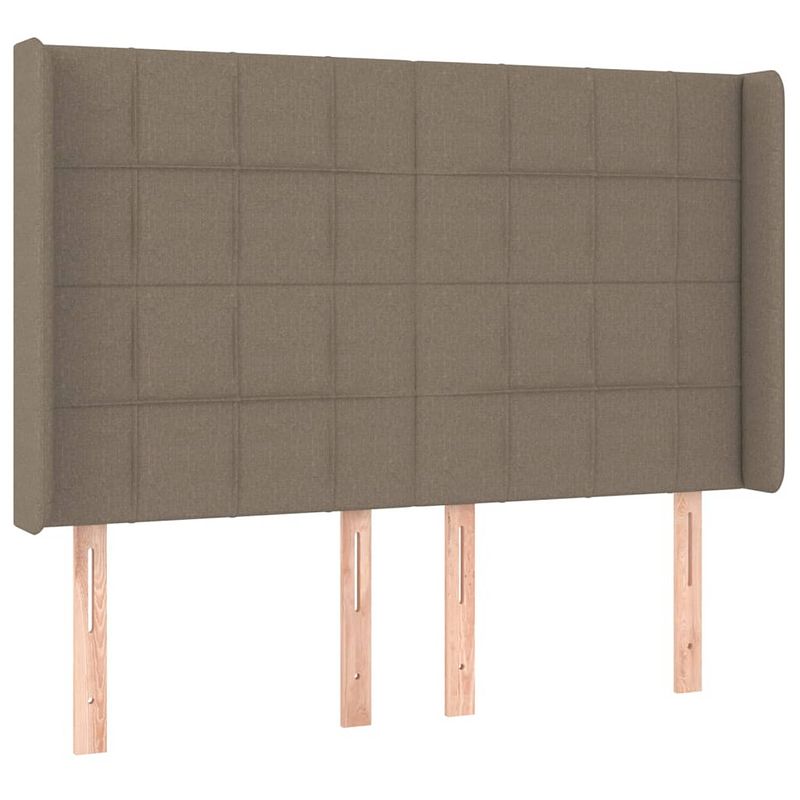 Foto van Vidaxl hoofdbord met randen 147x16x118/128 cm stof taupe