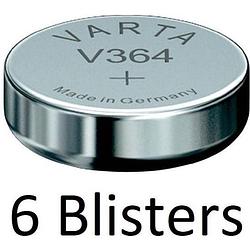 Foto van 6 stuks (6 blisters a 1 st) varta knoopcel batterij sr621 sw/sr60 sw/v364 1bl single-use zilver-oxide