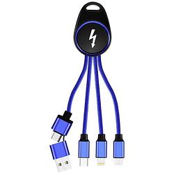 Foto van Smrter usb-laadkabel usb 2.0 apple lightning stekker, usb-a stekker, usb-c stekker, usb-micro-b stekker 0.15 m blauw aluminium-stekker, met otg-functie,