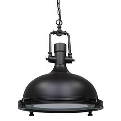 Foto van Industriële hanglamp - mexlite - glas - industrieel - e27 - l: 40cm - voor binnen - woonkamer - eetkamer - zwart