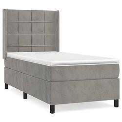 Foto van The living store boxspringbed fluweel - 203x103x118/128 cm - hoofdbord verstelbaar - pocketvering matras - middelharde