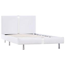 Foto van The living store bedframe modern - wit - 90 x 200 cm - gepoedercoat ijzeren frame