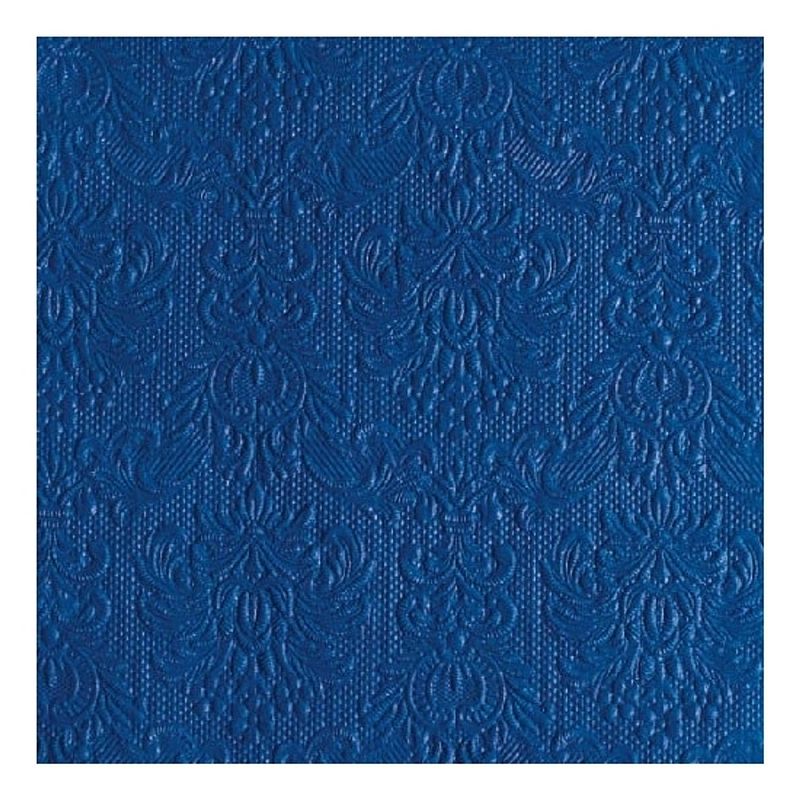 Foto van 15x luxe servetten barok patroon blauw 3-laags - feestservetten