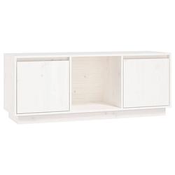 Foto van The living store tv-meubel grenenhout - wit - 110.5 x 35 x 44 cm - stereokast met voldoende opbergruimte