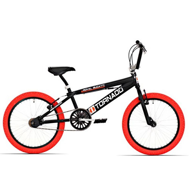 Foto van Tornado 20 inch freestyle bmx fiets mat zwart rood band 2000021