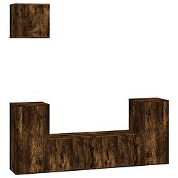 Foto van The living store tv kast set - gerookt eiken - 2x 57x34.5x40cm - 2x 40x34.5x80cm - 1x 40x34.5x40cm