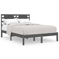 Foto van The living store houten bedframe - 140 x 190 cm - grijs - massief grenenhout