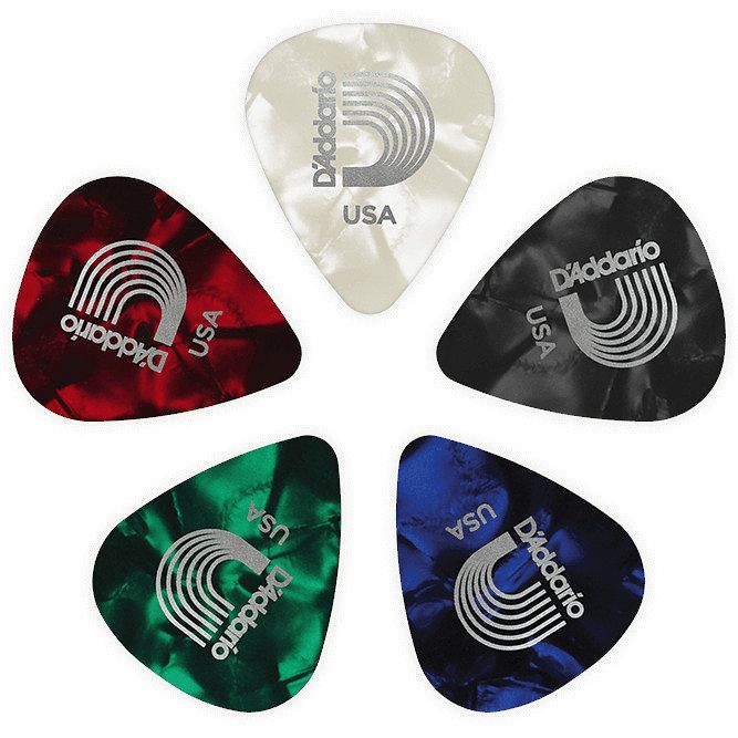 Foto van D'saddario 1cap6-10 assortiment pearl celluloid plectra 10 pack heavy