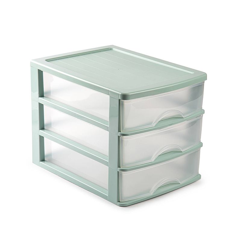 Foto van Groen/transparante ladeblok/bureau organizers l35,5 x b27 x h26 cm - ladeblok