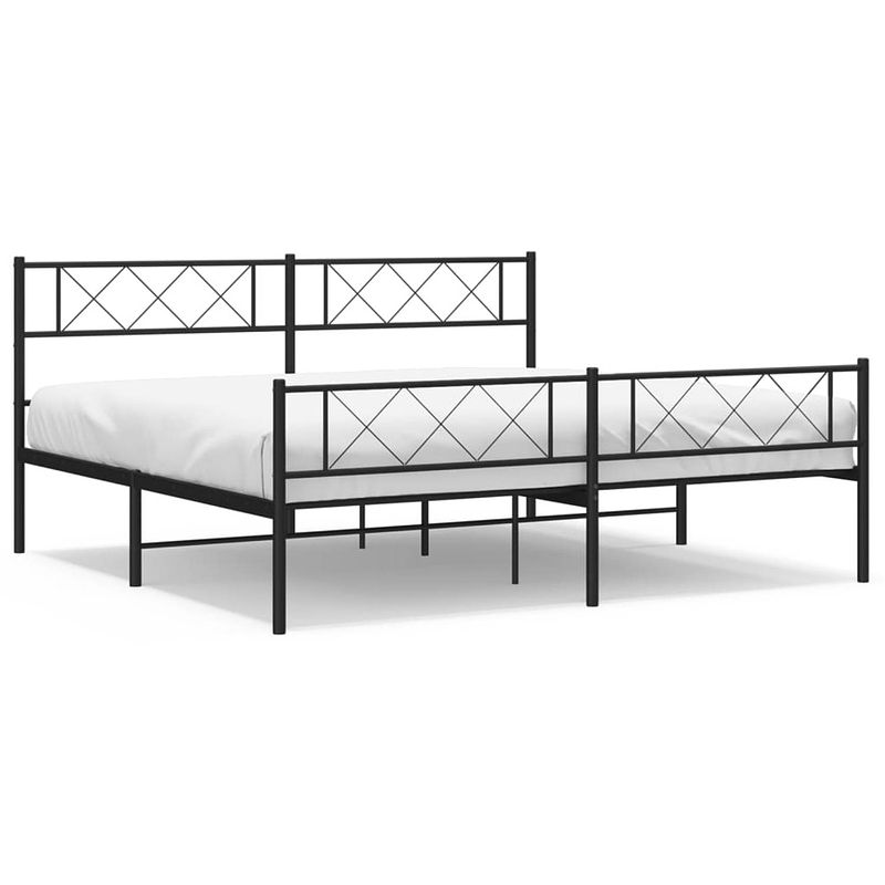 Foto van Vidaxl bedframe met hoofd- en voeteneinde metaal zwart 180x200 cm