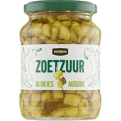 Foto van Jumbo zoetzuur blokjes augurk 330g