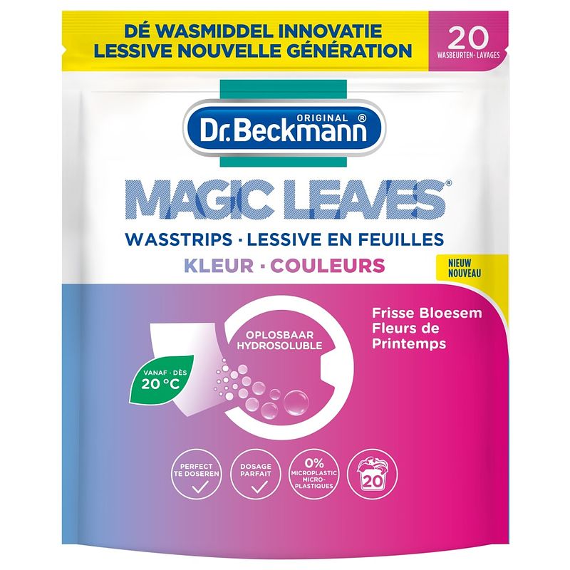 Foto van Dr. beckmann original magic leaves wasmiddel sheets kleur 20 wasbeurten 80g bij jumbo