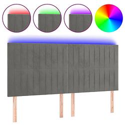 Foto van The living store verstelbaar hoofdeinde - led-licht - 160 x 5 x 118/128 cm - lichtgrijs - fluweel