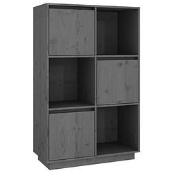 Foto van Vidaxl hoge kast 74x35x117 cm massief grenenhout grijs