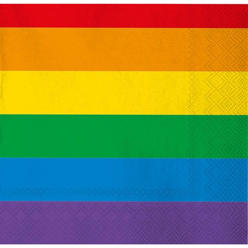 Foto van 40x regenboog thema gay pride versiering papieren wegwerp servetten 33 x 33 cm - feestservetten