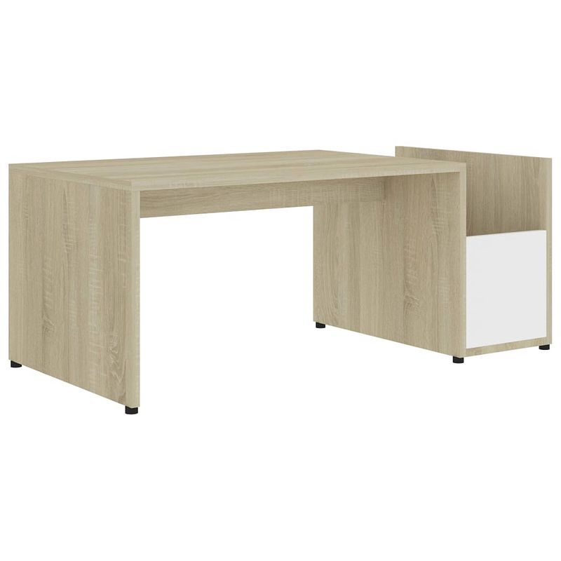 Foto van Vidaxl salontafel 90x45x35 cm spaanplaat wit en sonoma eikenkleurig