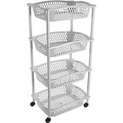 Foto van Keuken opberg trolleys/roltafels met 4 manden 86 cm lichtgrijs - opberg trolley