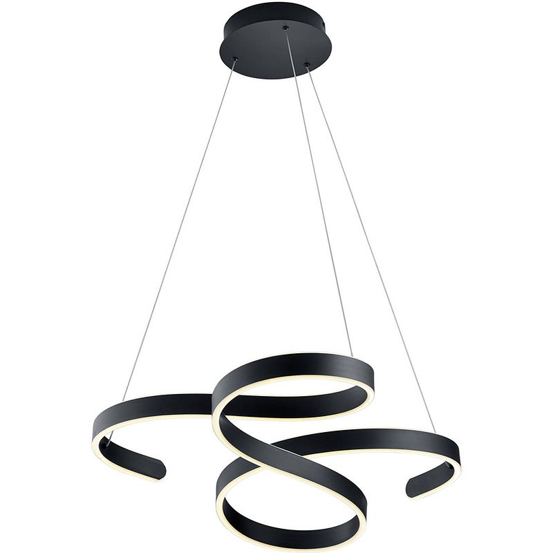 Foto van Led hanglamp - hangverlichting - trion frinco - 52w - warm wit 3000k - dimbaar - rond - mat zwart - aluminium