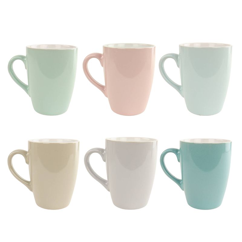 Foto van Otix koffiekopjes - koffiemok - 6 stuks - diverse kleuren - pastel - 300 ml - aardewerk