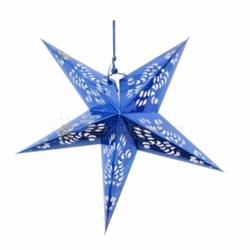 Foto van Decoratie kerstster lampion blauw 60 cm - kerststerren