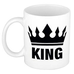 Foto van Cadeau king mok/ beker wit met zwarte bedrukking 300 ml - feest mokken