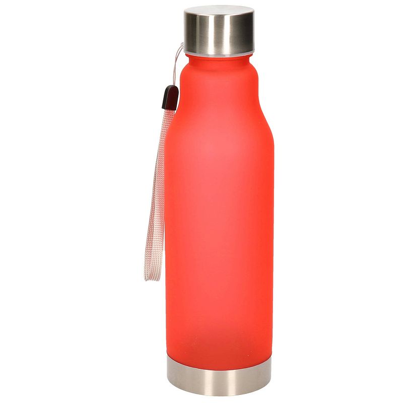 Foto van Waterfles/drinkfles/sportfles - rood - kunststof - rvs - 600 ml - drinkflessen