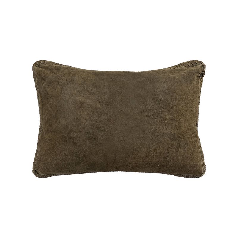 Foto van Ptmd suky green suede leather cushion rectangle s