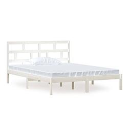 Foto van The living store bedframe - massief grenenhout - 150 x 200 cm - wit