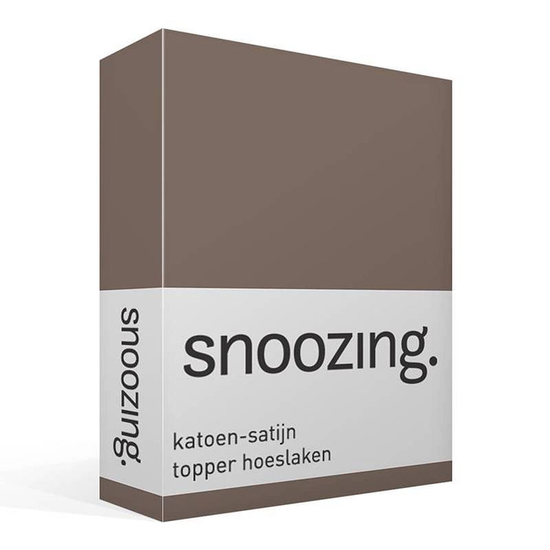 Foto van Snoozing - katoen-satijn - topper - hoeslaken - 120x220 - bruin