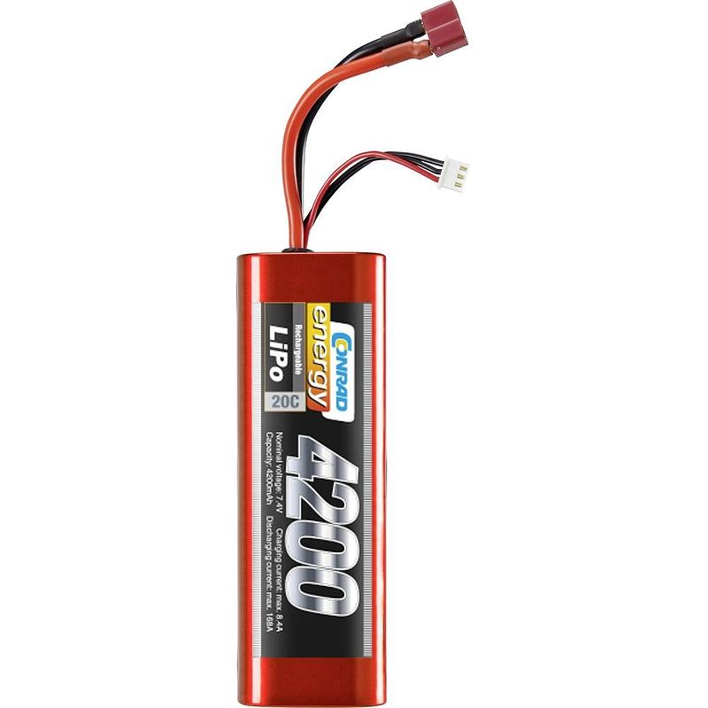 Foto van Conrad energy lipo accupack 7.4 v 4200 mah aantal cellen: 2 20 c stick hardcase t-bussen