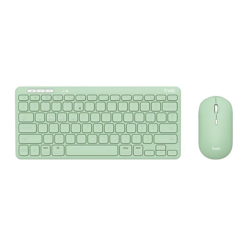 Foto van Trust lyra multi-device wireless keyboard & mouse toetsenbord groen