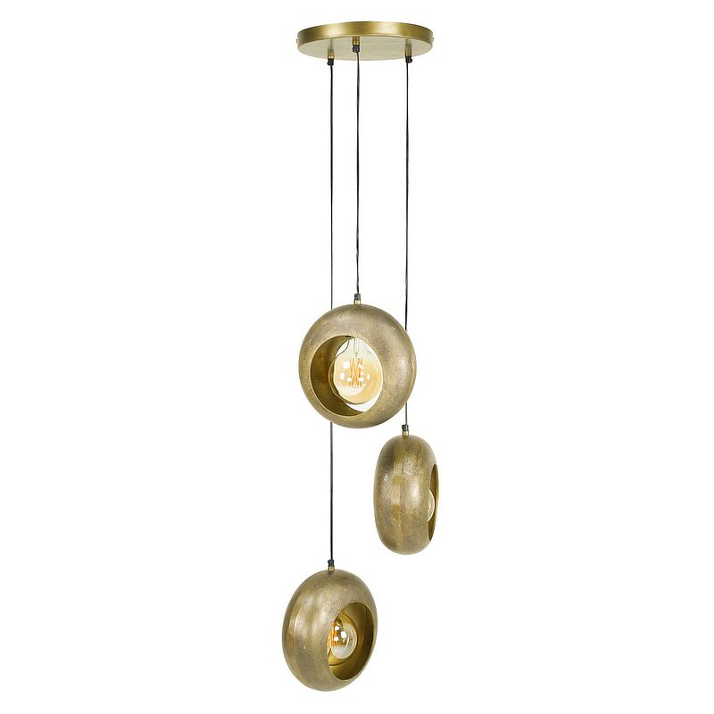 Foto van Hoyz - hanglamp 3l track - getrapt - aluminium - brons antiek - 31x31x150