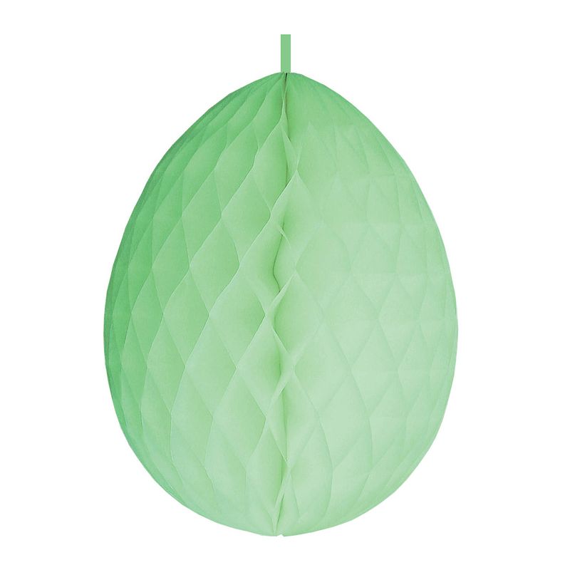 Foto van Hangdecoratie honeycomb paasei pastel groen van papier 30 cm - feestdecoratievoorwerp