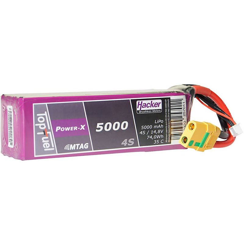 Foto van Hacker lipo accupack 14.8 v 5000 mah aantal cellen: 4 35 c softcase xt90