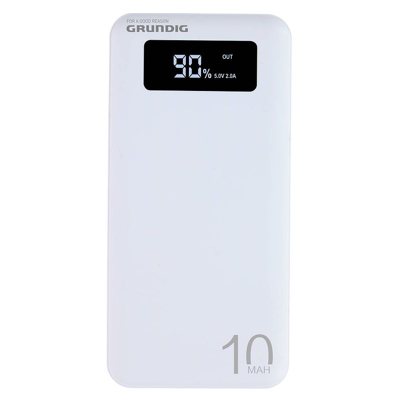 Foto van Grundig powerbank - 10000mah - 2x usb output - led-display - usb-c en micro-usb input - met kabel