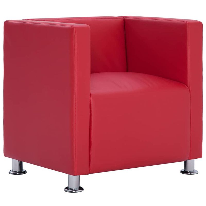 Foto van Vidaxl fauteuil kubus kunstleer rood